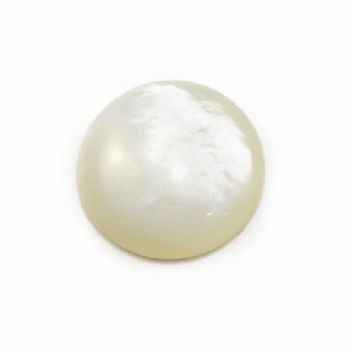 Round cabochon 14mm White Mother-of-Pearl x1