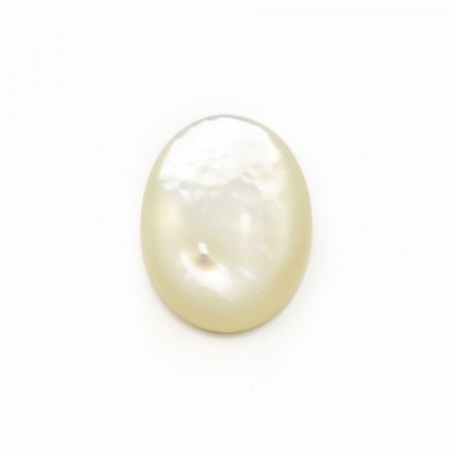 Round cabochon 14mm White Mother-of-Pearl x1