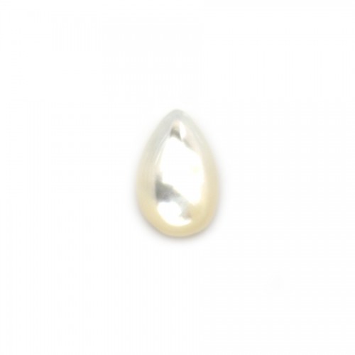Oval cabochon 8x6mm White Mother-of-Pearl x 2pcs