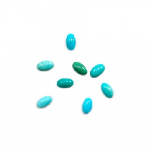 Cabochon de turquoise de forme ovale, 3x5mm x 1pc