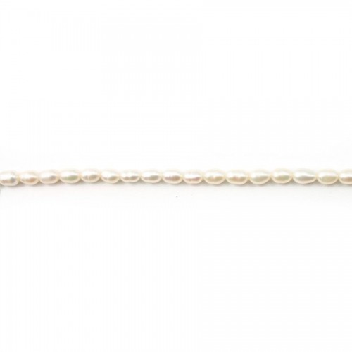 Perles d'eau Douce Blanc ovale 4x5mm x 40cm