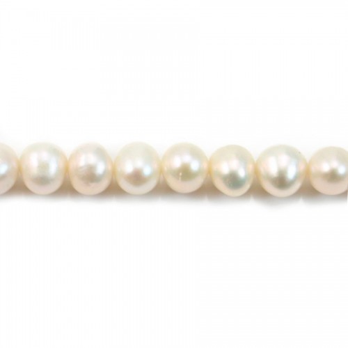 Perles d'eau Douce Blanc 7-8mm X15pcs