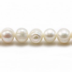 Perles d'eau douce blanches rondes 9-10mm x 10pcs
