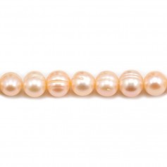 Salmon freshwater pearl round 8-9mm x 40 cm