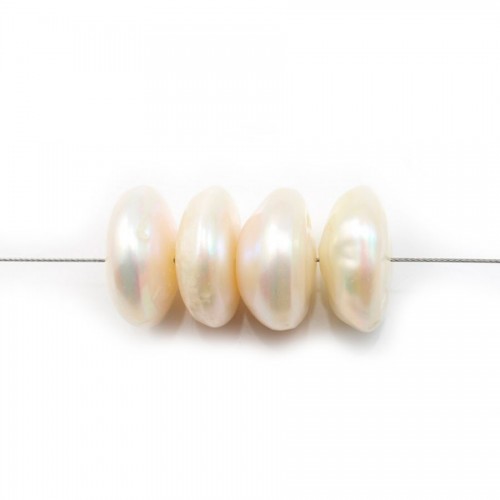 White Freshwater Pearl rondelle plate 7x15mm x 1pc