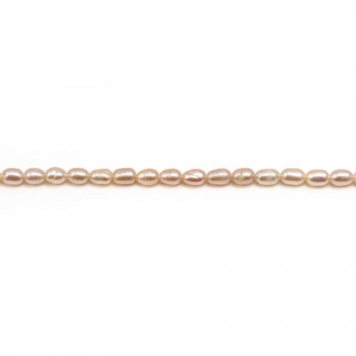 Pérolas de água doce, salmão, oliva, 3.5-4mm x 36cm