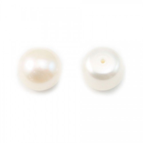 Pearl freshwater white round plat 10mm  demi tron 1.0mm  x 2pcs