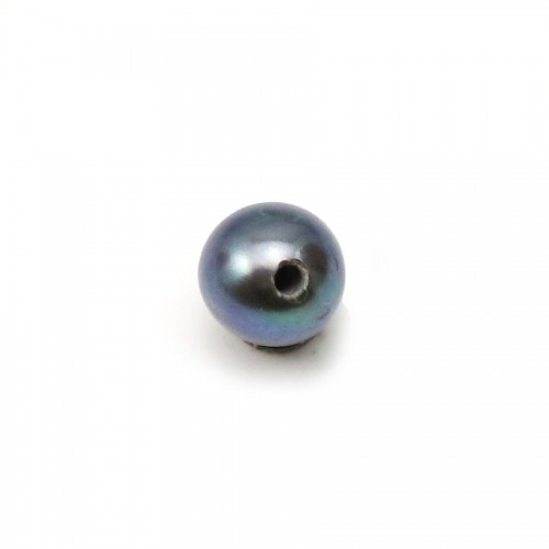 Half-drilled round dark blue freshwater pearl 4-5mm x 1pc