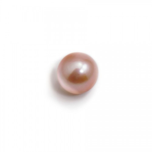 Salmon freshwater cultured pearl, quality, half-drilled, round shape, 8.5-9mm x 1pc
