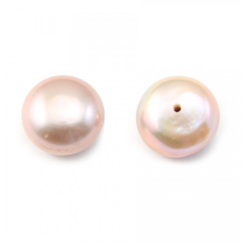 Pearl freshwater violet round plat 8-9mm  demi tron 1.0mm  x 2pcs