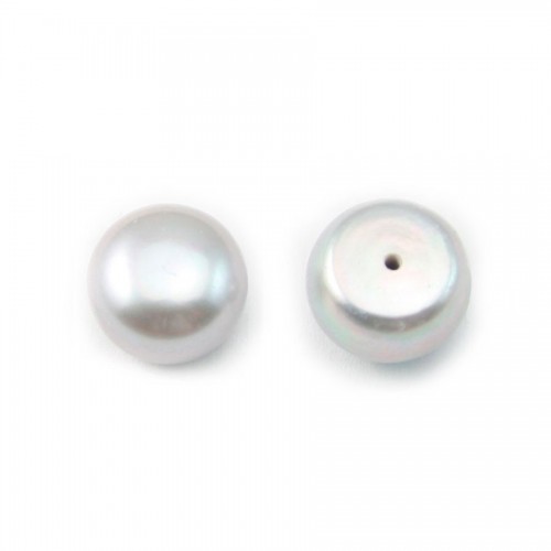 Pearl freshwater Gray round plat 12-13mm  demi tron 1.0mm  x 1pc