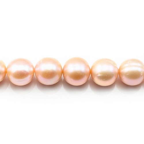 saumon round freshwater cultured pearl  12-14mm  AAA x 40cm