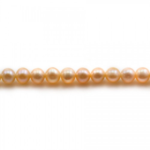 Freshwater cultured pearls, salmon color, half-round shape 4-5mm x 37cm