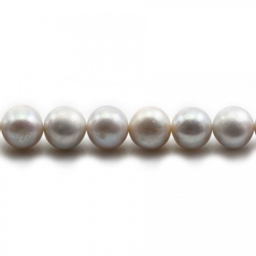 Freshwater cultured pearls, grey, half-round, 9-10mm x 39cm