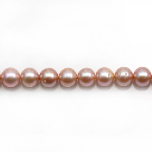 Perles de culture d'eau douce, mauve, ronde, 7mm x 39cm