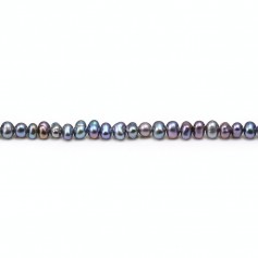 Perles de culture d'eau douce, bleu foncé, ovale/irrégulière, 2-3mm x 38cm