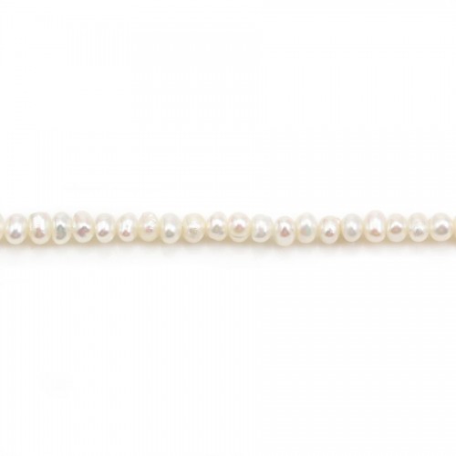 Perles de culture d'eau douce, blanche, ovale/irrégulière, 2-3mm x 37cm