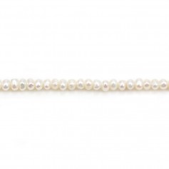 Perles de culture d'eau douce, blanche, ovale/irrégulière, 2-3mm x 37cm