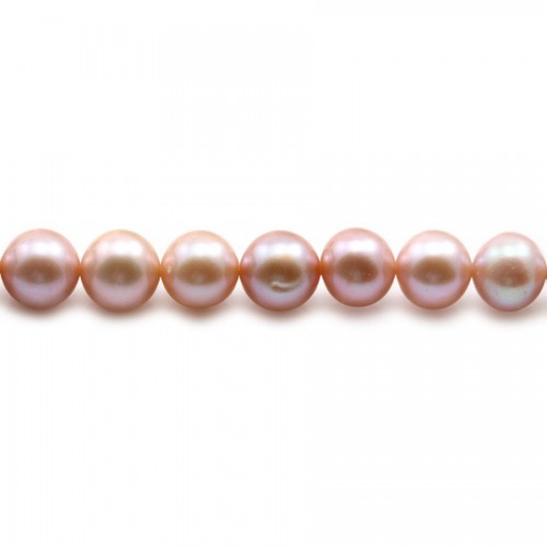 Freshwater cultured pearls, mauve, round, 8-8.5mm x39cm