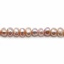Pinkish oval freshwater pearls on thread 5-6mm x 40cm