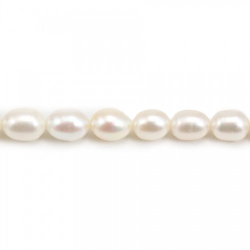 Perles de culture d'eau douce, blanche, olive, 9-10mm x 38cm