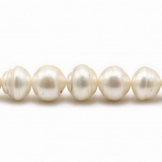 Perles de culture d'eau douce, blanche, baroque, 11-13mm x 40cm
