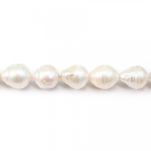 Freshwater cultured pearls, white, baroque, 13-16mm x 40cm