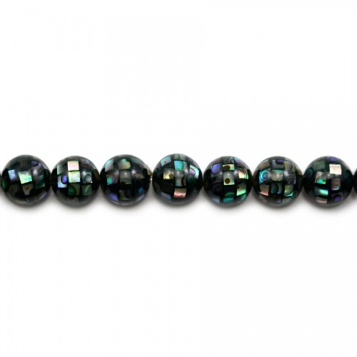 Nacre abalone en boule sur fil 8mm x 40cm