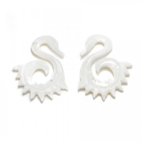 Nacre blanche aile 31x63mm x 2pcs