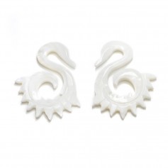 Nacre blanche aile 31x63mm x 2pcs