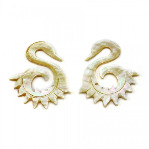 Nacre jaune coeur 26x48mm x 2pcs