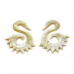 Nacre jaune coeur 26x48mm x 2pcs