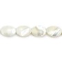 White mother-of-pearl oval beads on thread 10x14mm x 40cm