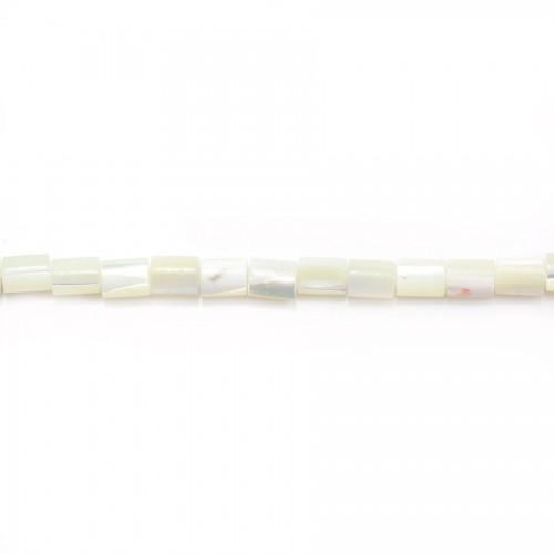 Weißes Perlmutt in Röhrenform auf Draht 3x5mm x 40cm