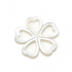 Nacre blanche en fleur de 5 feuilles 28mm x 1pc
