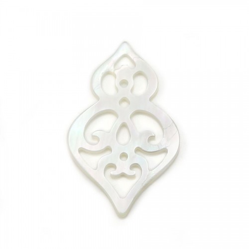 Nacre grise gourde ajourée 16x26mm x 1pc