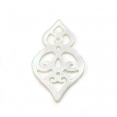 Nacre grise gourde ajourée 16x26mm x 1pc