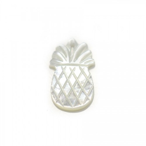 Nacre de couleur blanche, en forme d'ananas, 10 * 17.5mm x 1pc