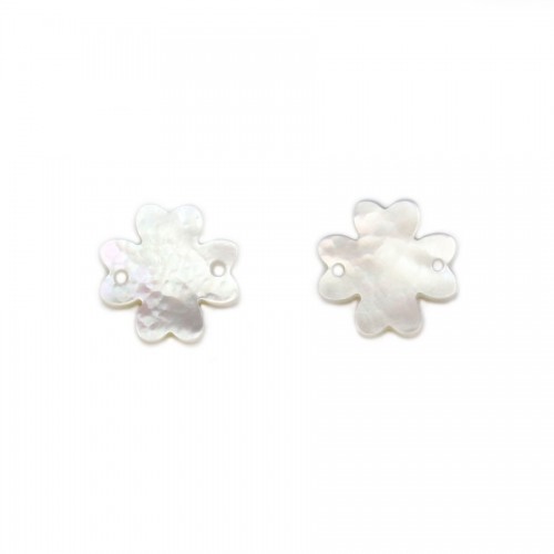 White mother-of-pearl four-leaf clover 12mm x 1pc