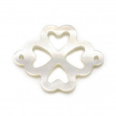 Nacre blanche en forme de trèfle à 4 feuilles ajouré, mesurant 12x16mm x 1pc