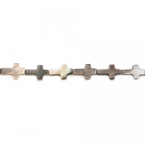 Cruz de madrepérola cinzenta sobre arame 8x13mm x 40cm