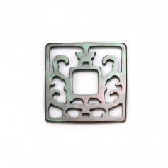 Nacre blanche carrée ajourée 18mm x 1pc