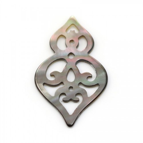 Nacre grise gourde ajourée 16x26mm x 1pc
