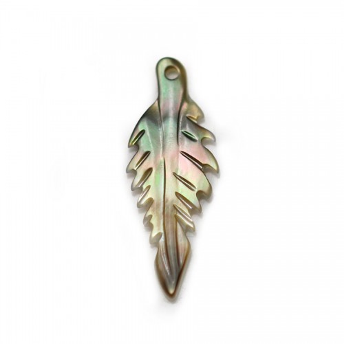 Nacre de couleur grise, en forme de feuille, 8 * 20mm x 1pc