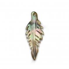 Nacre de couleur grise, en forme de feuille, 8 * 20mm x 1pc