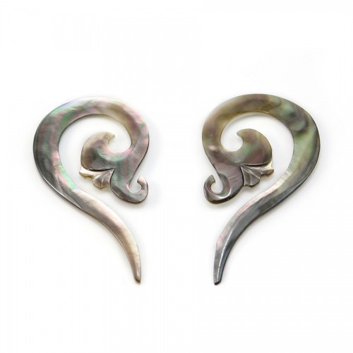 Nacre grise cygne 36x50mm x 2pcs