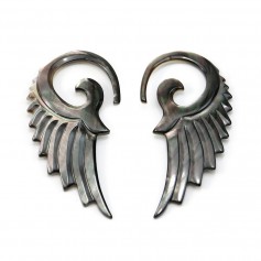 Nacre grise aile 36x58mm x 2pcs