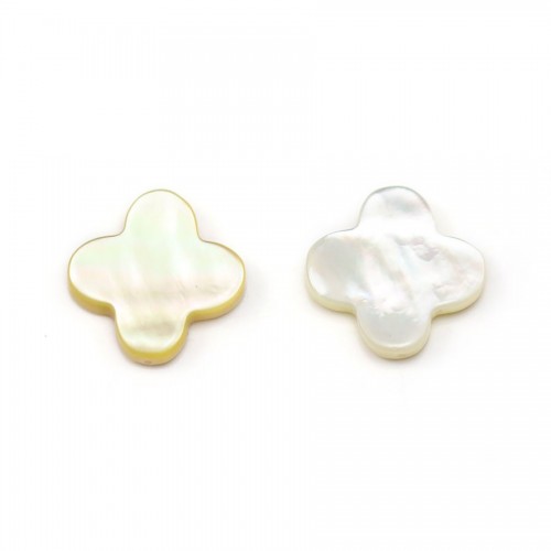 Nacre Jaune or en Forme de Trèfle 18 mm x 1pc
