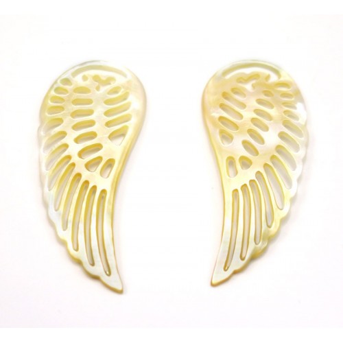 Nacre grise en forme d'aile x 2pcs