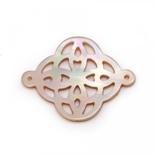 Nacre rose en motif celtique ajouré 18x24mm x 1pc